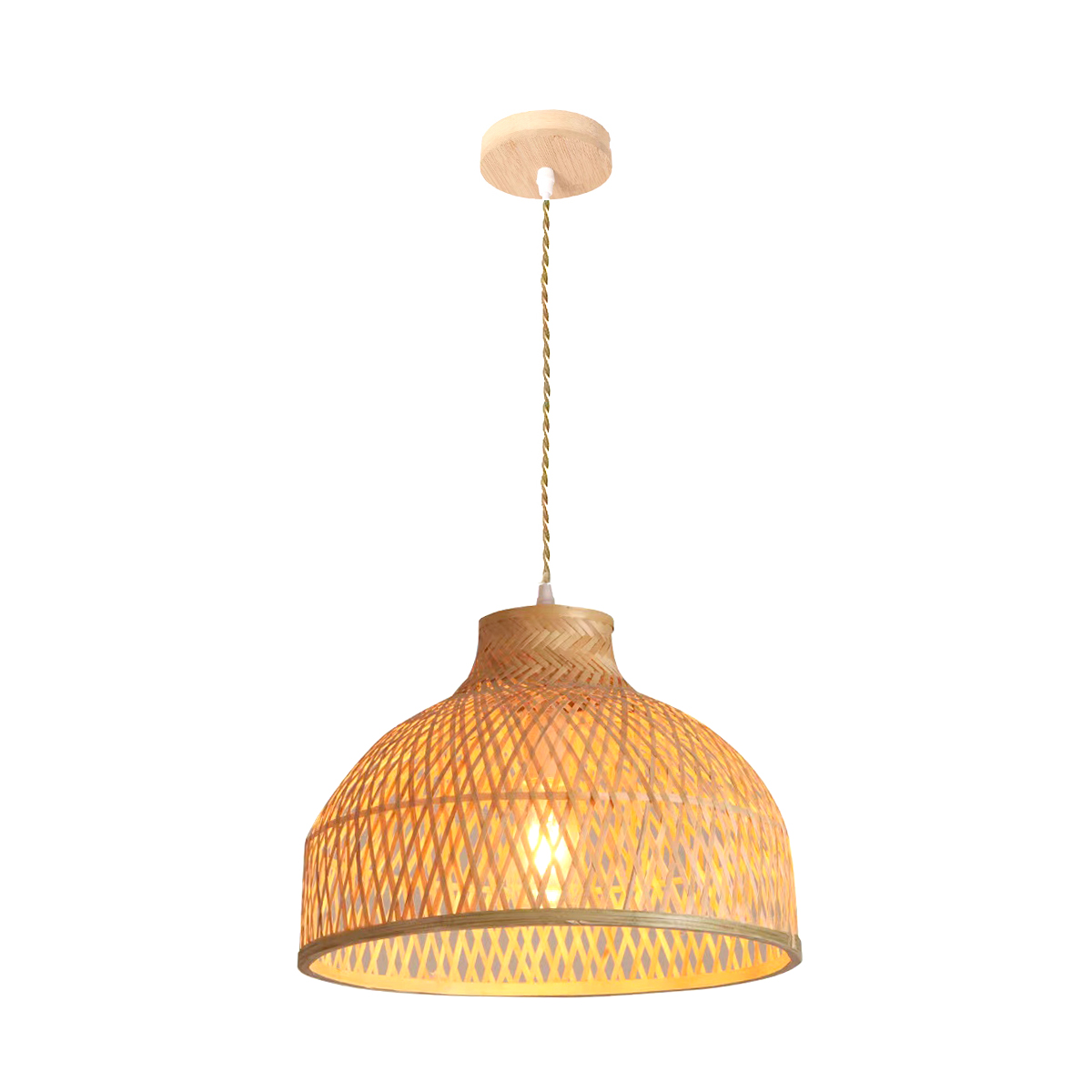 Lúminaria Pendente Rattan de Palha Nova Guine Detalhes